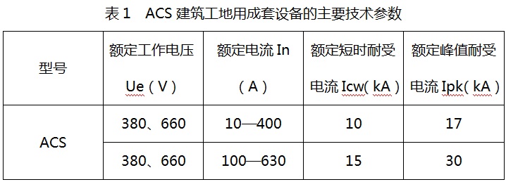 ACS建筑工地用成套設(shè)備的主要技術(shù)參數(shù)圖片