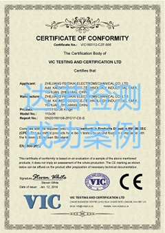 浙江飛迪凱機(jī)電有限公司CE認(rèn)證證書(shū)