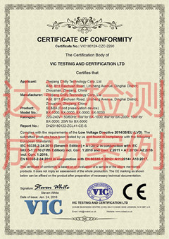 浙江馳力科技股份有限公司CE認(rèn)證證書